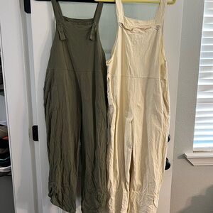 Two cotton linen overalls